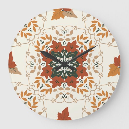 Herfstfluistert: Floral Geometric Blend Grote Klok (Voorkant)