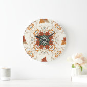 Herfstfluistert: Floral Geometric Blend Grote Klok (Huis)