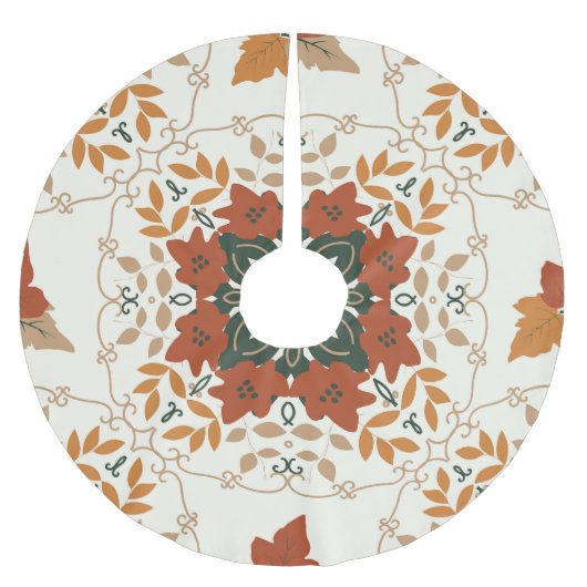 Herfstfluistert: Floral Geometric Blend Kerstboom Rok (Voorkant)
