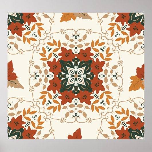 Herfstfluistert: Floral Geometric Blend Poster (Voorkant)