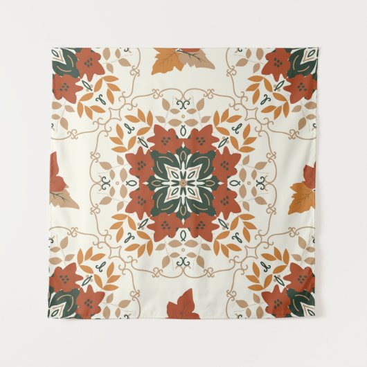 Herfstfluistert: Floral Geometric Blend Wandkleed (Voorkant)