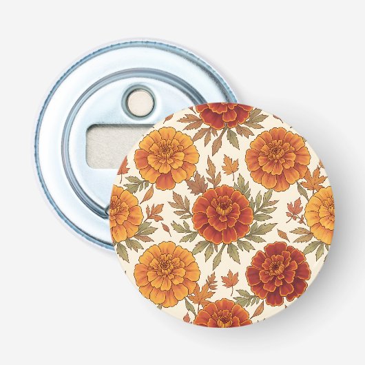 Herfstfluitenkruid bloempatroon button flesopener (Voorkant)