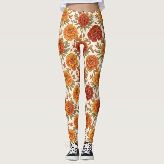 Herfstfluitenkruid bloempatroon leggings (Voorkant)