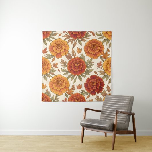 Herfstfluitenkruid bloempatroon wandkleed (In situ)