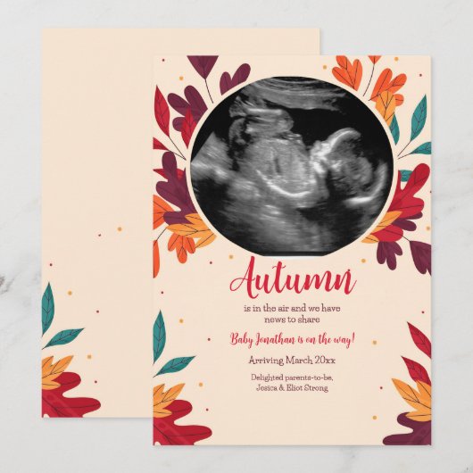 Herfstfoto Zwangerschapsaankondiging Kaart (Voorkant / Achterkant)