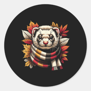 Herfstfret najaarsbladeren gezellige seizoenssfeer ronde sticker