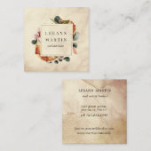 Herfstgebladerte Elegant bloemenvierkant visitekaa Vierkante Visitekaartje (Voorkant / Achterkant)