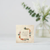 Herfstgebladerte Elegant bloemenvierkant visitekaa Vierkante Visitekaartje (Staand voorkant)