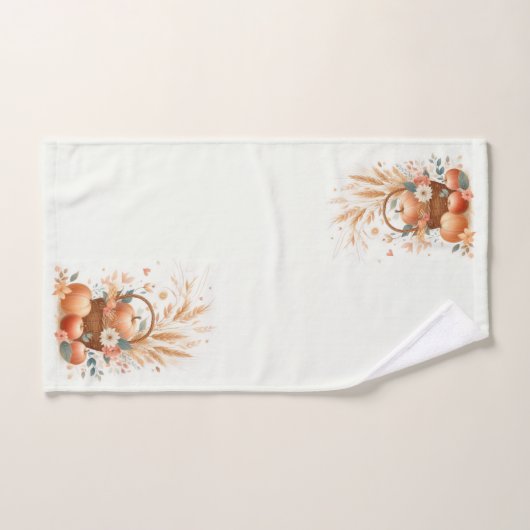 Herfstgebladerte en bloemen met pompoenen en appel bad handdoek (Handdoek)