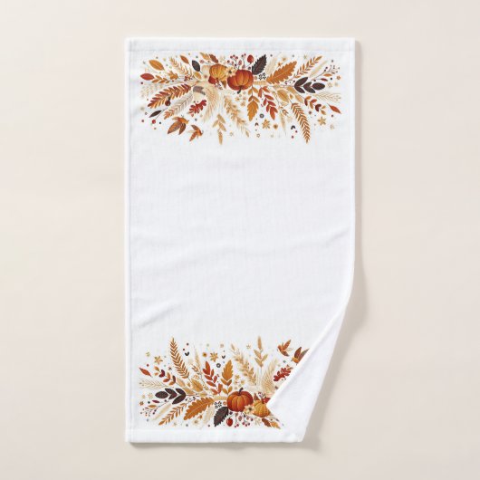 Herfstgebladerte en pompoen en vogels bad handdoek (Handdoek)