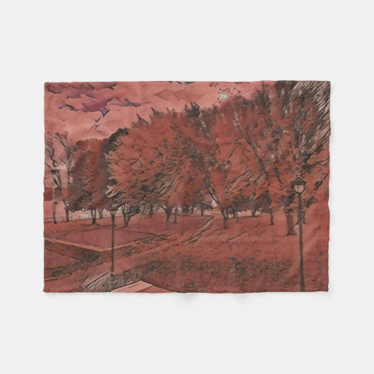 Herfstgebladerte in het park fleece deken (Voorkant (Horizontaal))