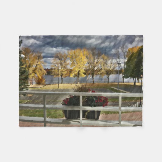 Herfstgebladerte in het park fleece deken (Voorkant (Horizontaal))