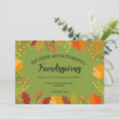 Herfstgebladerte Thanksgiving Feest Groene Uitnodi Kaart (Staand voorkant)