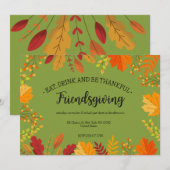 Herfstgebladerte Thanksgiving Feest Groene Uitnodi Kaart (Voorkant / Achterkant)