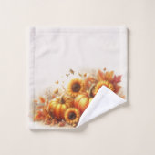 Herfstgebladerte, zonnebloemen en pompoenen bad handdoek (Wasdoekje)