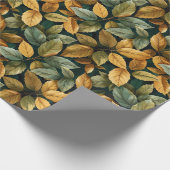 Herfstgeel oranje groene koperbladeren cadeaupapier (Hoek)
