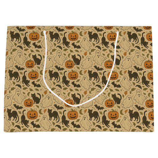  herfstgeesten en zwarte katten Halloween Groot Cadeauzakje (Voorkant)