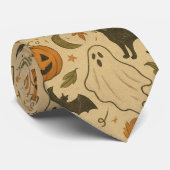  herfstgeesten en zwarte katten Halloween Stropdas (Opgerold)