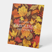 Herfstgeïnspireerd baby shower reclamebord met voetstuk (Voorkant)