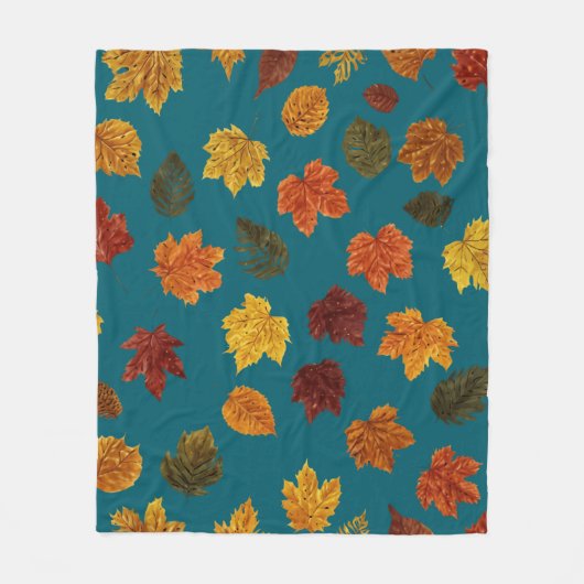 Herfstgekleurde bladeren fleece deken (Voorkant)