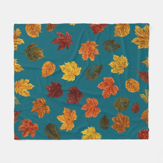 Herfstgekleurde bladeren fleece deken (Voorkant (Horizontaal))