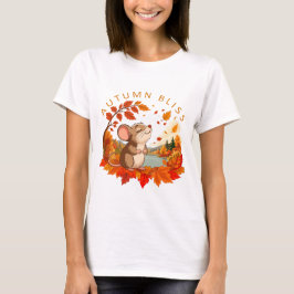 Herfstgeluk Knuffelmuis met Herfstbladeren T-shirt