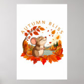Herfstgeluk Mooie Muis Herfst Muur Kunst Poster (Voorkant)
