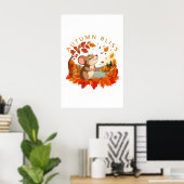 Herfstgeluk Mooie Muis Herfst Muur Kunst Poster (Thuiskantoor)