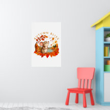 Herfstgeluk Mooie Muis Herfst Muur Kunst