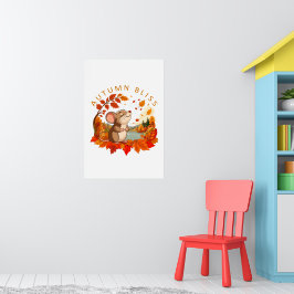 Herfstgeluk Mooie Muis Herfst Muur Kunst Poster