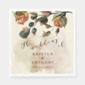 Herfstgevoel Elegant Bloemen Bruiloft Monogram Servet (Voorkant)