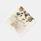 Herfstgevoel Elegant Bloemen Bruiloft Monogram Servet (Hoek)