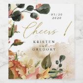 herfstgevoel elegante bloemengejuich bruiloft wijn etiket (Enkel label)
