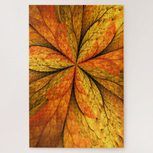 Herfstgevoel, moderne abstracte fractale bloem legpuzzel