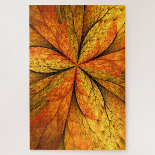 Herfstgevoel, moderne abstracte fractale bloem legpuzzel (Verticaal)