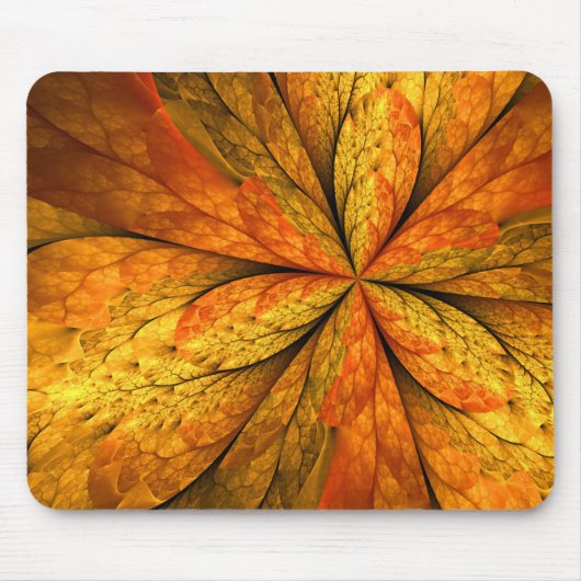 Herfstgevoel, moderne abstracte fractale bloem muismat (Voorkant)