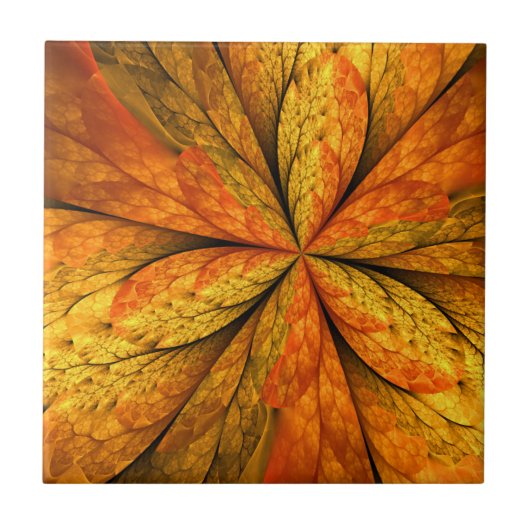 Herfstgevoel, moderne Abstracte fractale ventilato Tegeltje (Voorkant)