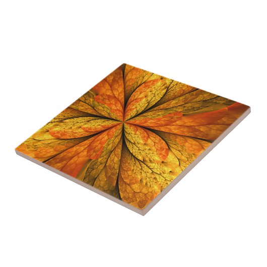 Herfstgevoel, moderne Abstracte fractale ventilato Tegeltje (Zijkant)
