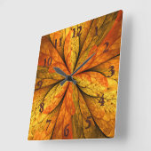 Herfstgevoel, moderne Abstracte fractale ventilato Vierkante Klok (Hoek)