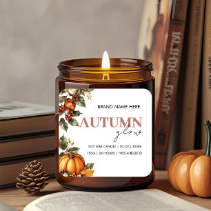Herfstglans Pompoen & Bladeren   Knus Herfst Vierkante Sticker