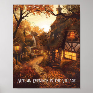 Herfstgloed in een gezellig dorp poster