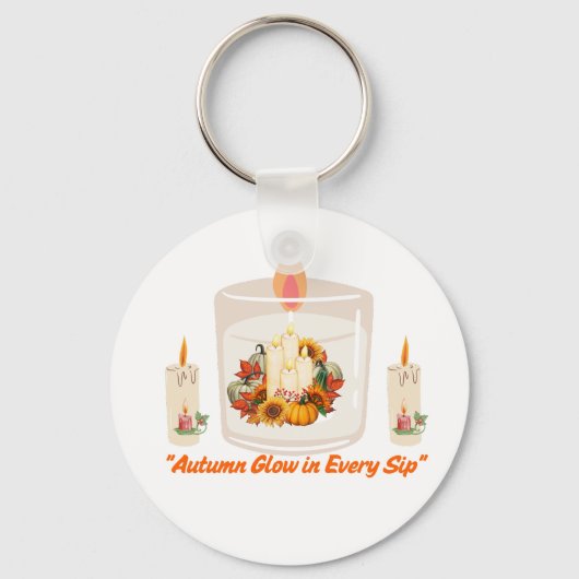 "Herfstgloed in elke slok - Gezellige Herfst Koffi Sleutelhanger (Voorkant)