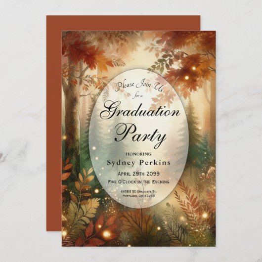 Herfstgloed in het Enchanted Forest Afstuderen Kaart (Voorkant / Achterkant)