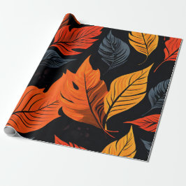 Herfstgloed: stralende bladpatronen cadeaupapier
