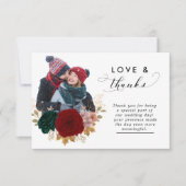 herfstgoud bordeauxrood emarald greeny bruiloft bedankkaart (Voorkant)