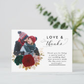 herfstgoud bordeauxrood emarald greeny bruiloft bedankkaart (Staand voorkant)