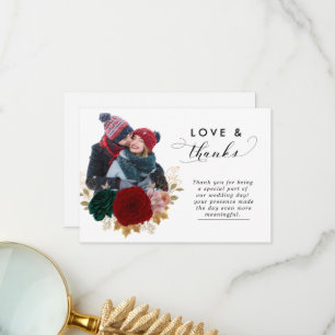 herfstgoud bordeauxrood emarald greeny bruiloft bedankkaart