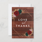 herfstgoud bordeauxrood emarald greeny bruiloft bedankkaart (Voorkant)