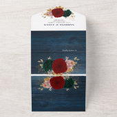 herfstgoud | Navy Houten Smaragd Greeny All In One Uitnodiging (Buitenkant)