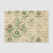 Herfstgroen & Beige Ephemera Patroon Tissuepapier (Voorkant)